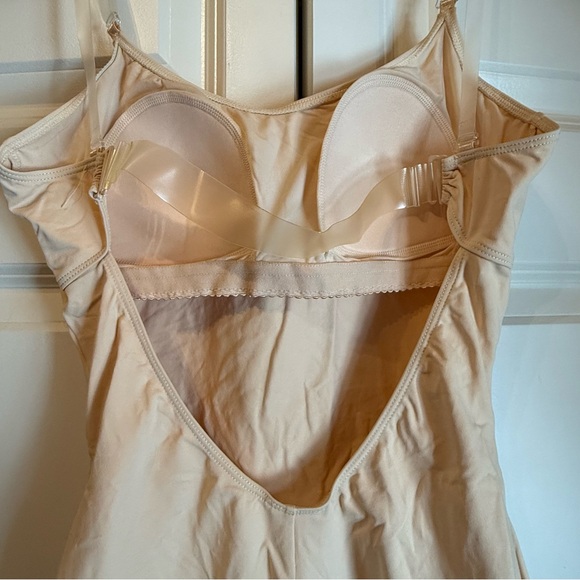 Capezio Camisole Foundation Leotard - Beige Nude Bodysuit with Clear Straps - Picture 3 of 6